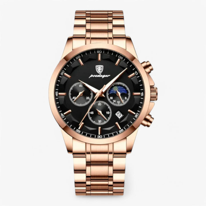 BowLift | Men’s Leather Strap Chronograph Watch with Date