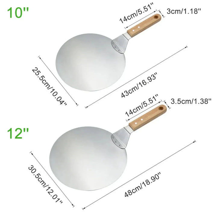 Pizza Shovel Pastry Tools Stainless Steel Wooden Handle Peel Round | Bowlift