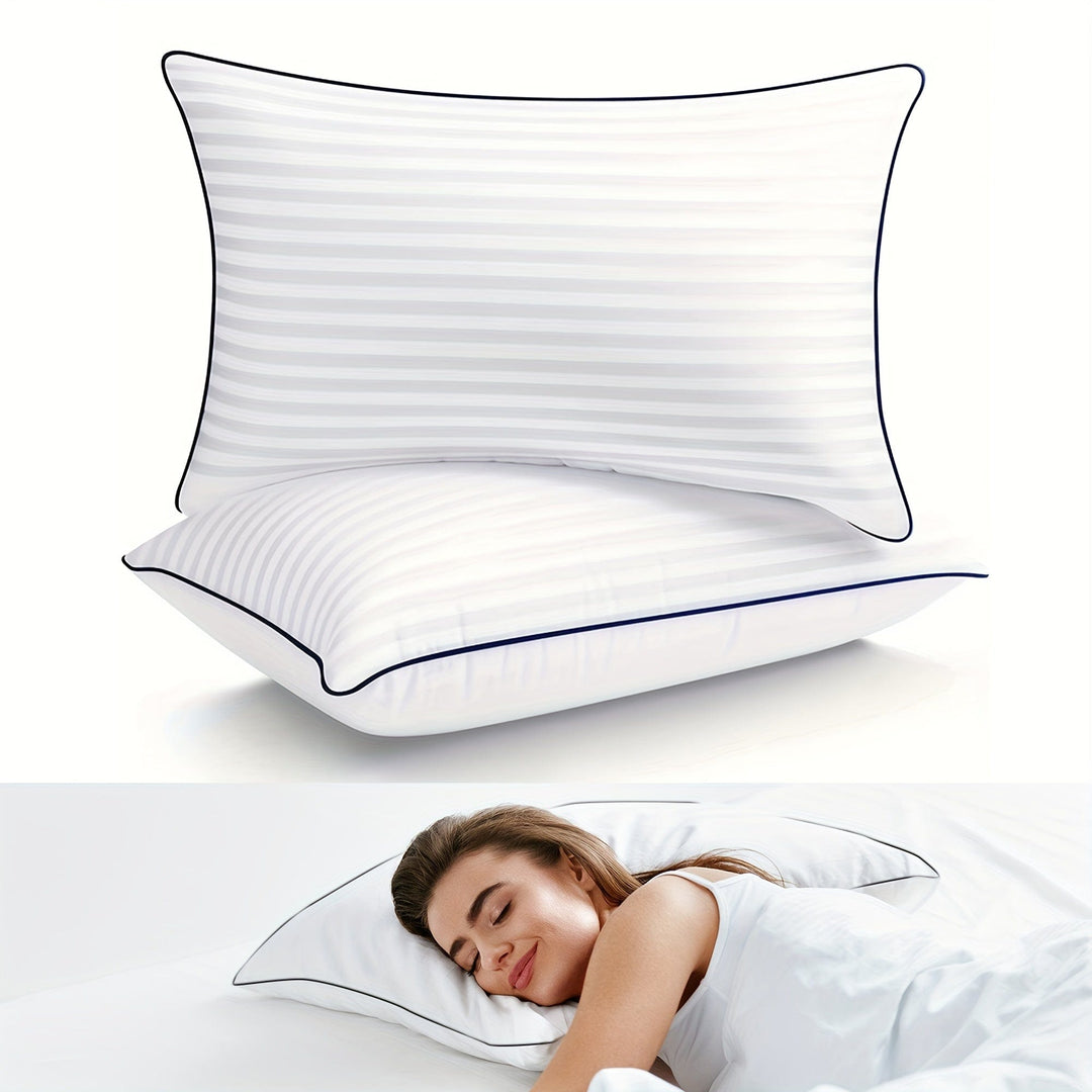 1pc Luxury Hotel Quality Bed Pillow - Cooling & Supportive - Perfect For Bedroom Guest Rooms - Soft Down Alternative Filling For Back, Stomach & Side Sleepers | Bowlift