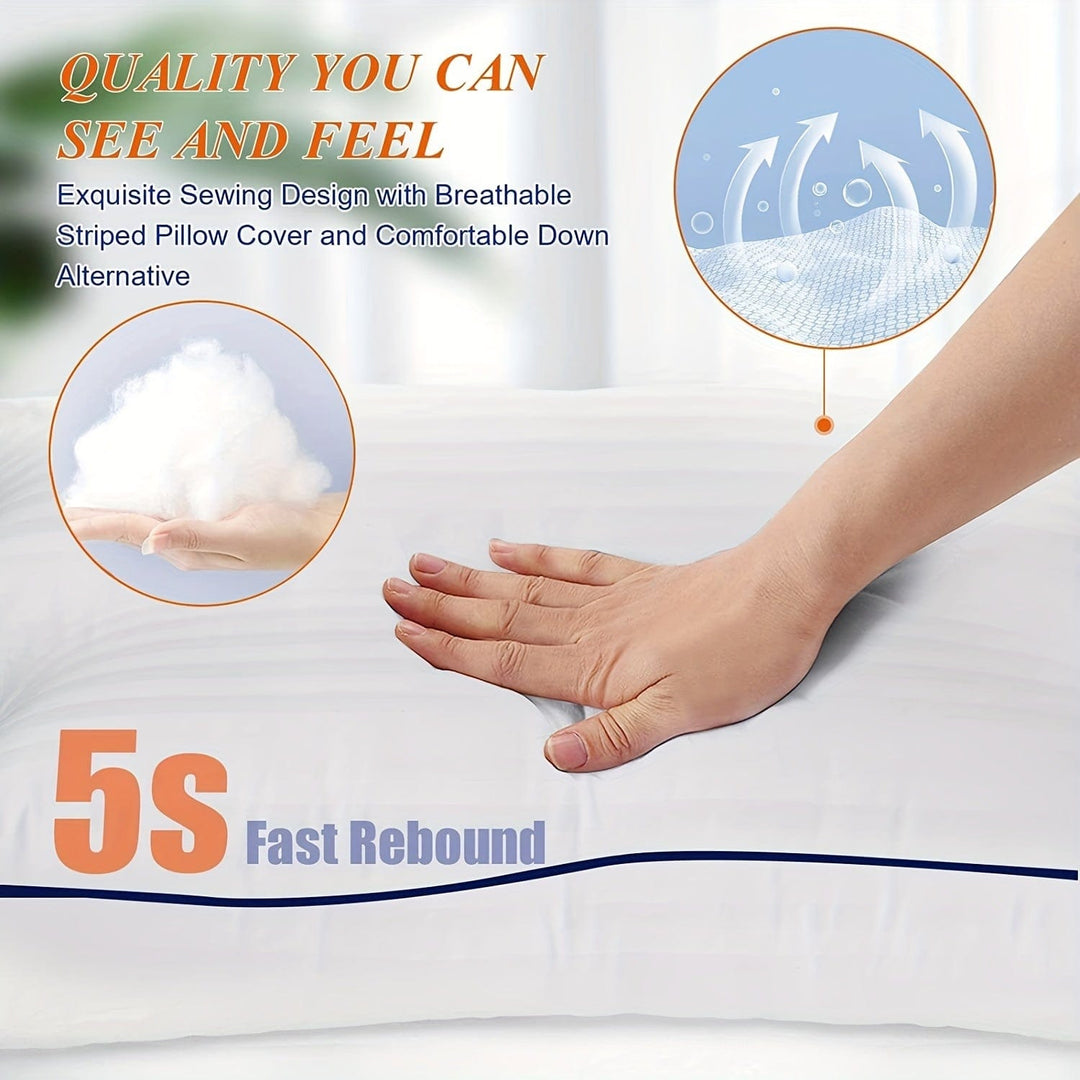 1pc Luxury Hotel Quality Bed Pillow - Cooling & Supportive - Perfect For Bedroom Guest Rooms - Soft Down Alternative Filling For Back, Stomach & Side Sleepers | Bowlift