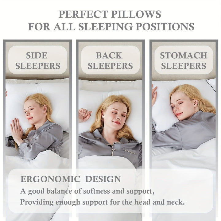 1pc Luxury Hotel Quality Bed Pillow - Cooling & Supportive - Perfect For Bedroom Guest Rooms - Soft Down Alternative Filling For Back, Stomach & Side Sleepers | Bowlift