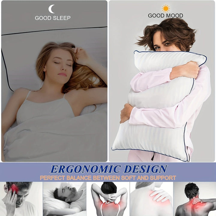 1pc Luxury Hotel Quality Bed Pillow - Cooling & Supportive - Perfect For Bedroom Guest Rooms - Soft Down Alternative Filling For Back, Stomach & Side Sleepers | Bowlift