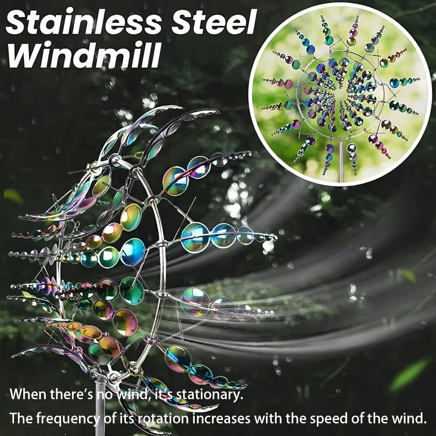 BowLift | 1 Piece Magical Metal Windmill, 3D Metal Outdoor Wind Chime for Yard and Garden, Unique Metal Kinetic Wind Sculptures & Wind Chime, Wind Catcher Metal Outdoor Lawn Terrace Decoration Wind Sculpture