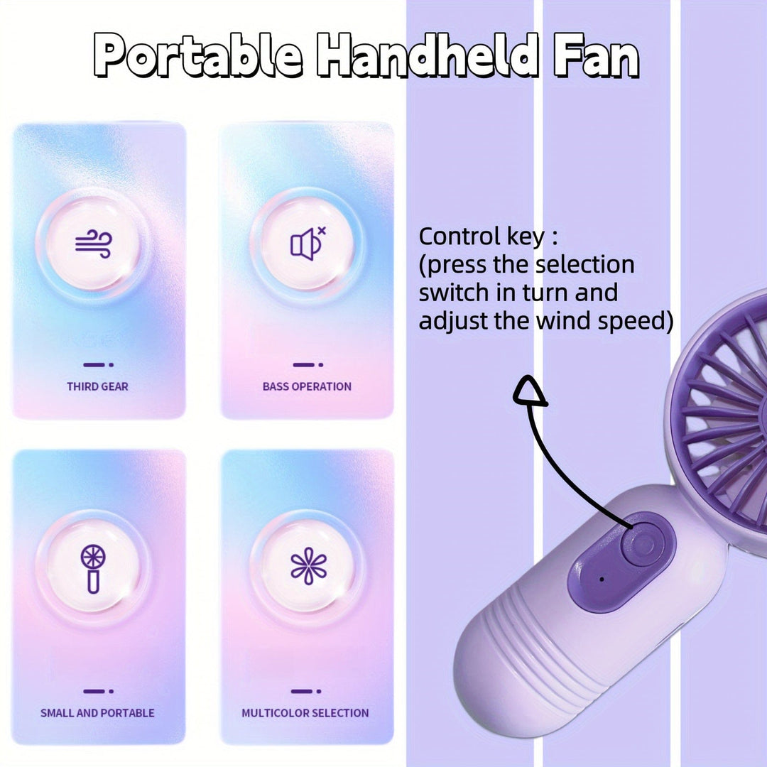 1PC Mini Portable Fan, USB Rechargeable, With 3 Speeds - Handheld Fan For Men And Women - Perfect For Office, Outdoor, Travel, And Camping | Bowlift