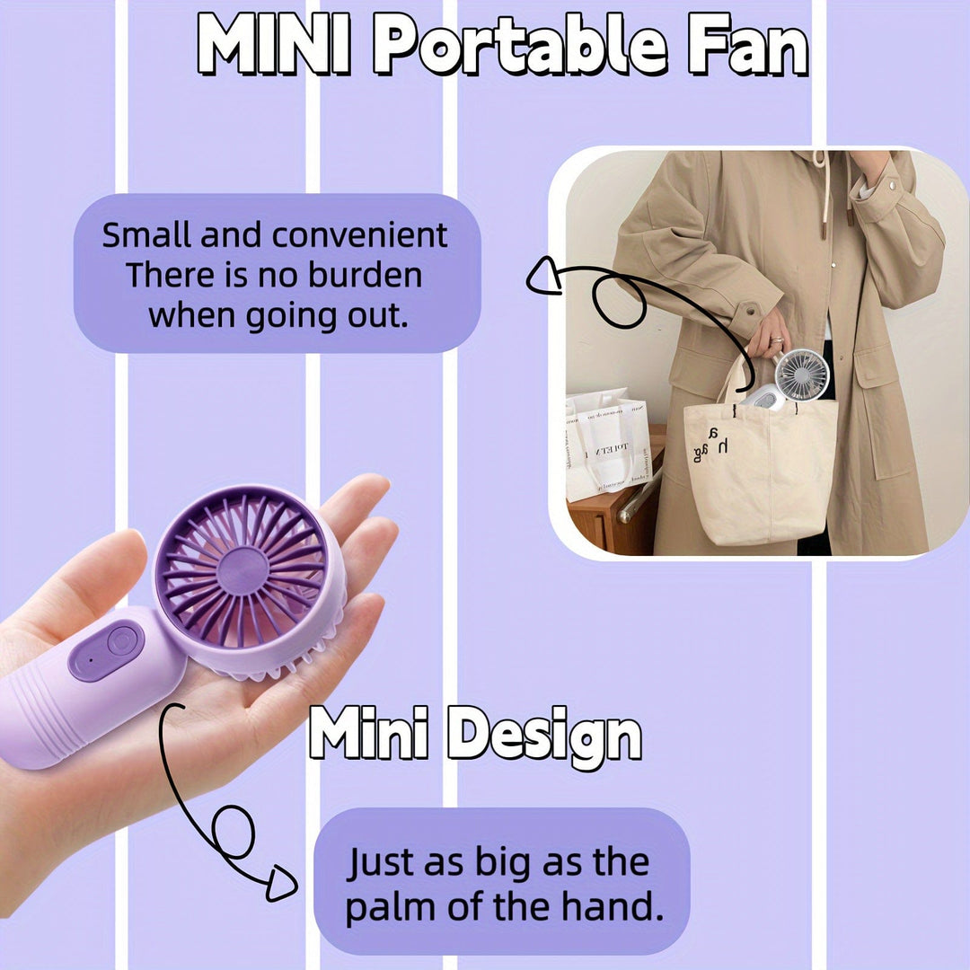1PC Mini Portable Fan, USB Rechargeable, With 3 Speeds - Handheld Fan For Men And Women - Perfect For Office, Outdoor, Travel, And Camping | Bowlift
