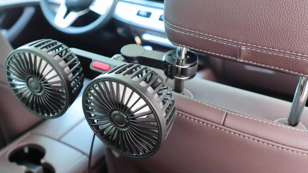 1pc Car Fan, Car Small Air Conditioner, Double-headed Rear Fan, Strong Wind, 360 Degrees Rotation, Large Air Volume, Subwoofer Operation, Base Fixed Clip Mounting Method, Suitable For Car Home | Bowlift