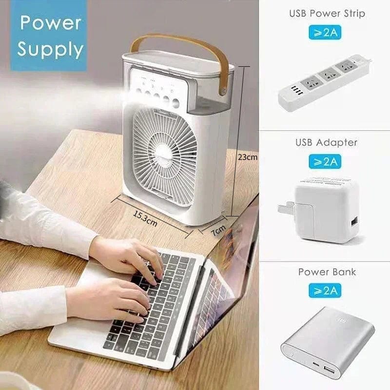 New 3 In 1 Fan Air Conditioner Household Mini Air Cooler LED Night Light Portable Humidifier Air Adjustment Fan Office Home Fan | Bowlift