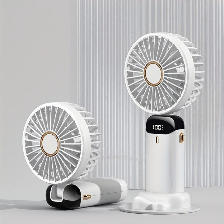 Portable Handheld Mini Fan USB Rechargeable with LED Display 5 Speeds 90° Foldable Battery Operated for Office Bedroom Outdoor Travel Camping Back to School Supplies | Bowlift