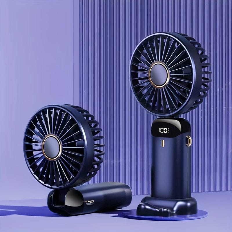 Portable Handheld Mini Fan USB Rechargeable with LED Display 5 Speeds 90° Foldable Battery Operated for Office Bedroom Outdoor Travel Camping Back to School Supplies | Bowlift