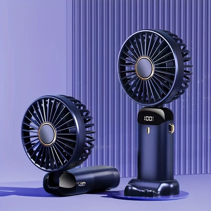 Portable Handheld Mini Fan USB Rechargeable with LED Display 5 Speeds 90° Foldable Battery Operated for Office Bedroom Outdoor Travel Camping Back to School Supplies | Bowlift