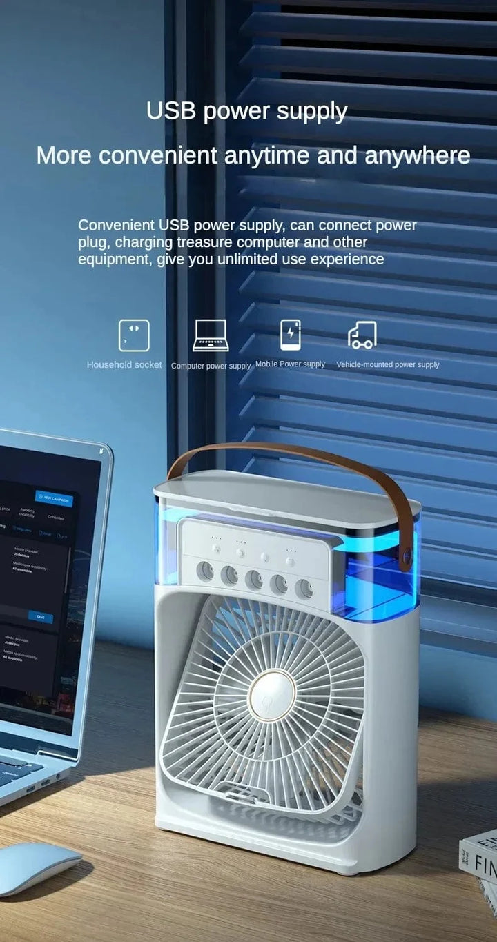 Portable Humidifier Fan Air Conditioner Household Small Air Cooler Hydrocooling Portable Air Adjustment For Office 3 Speed Fan | Bowlift