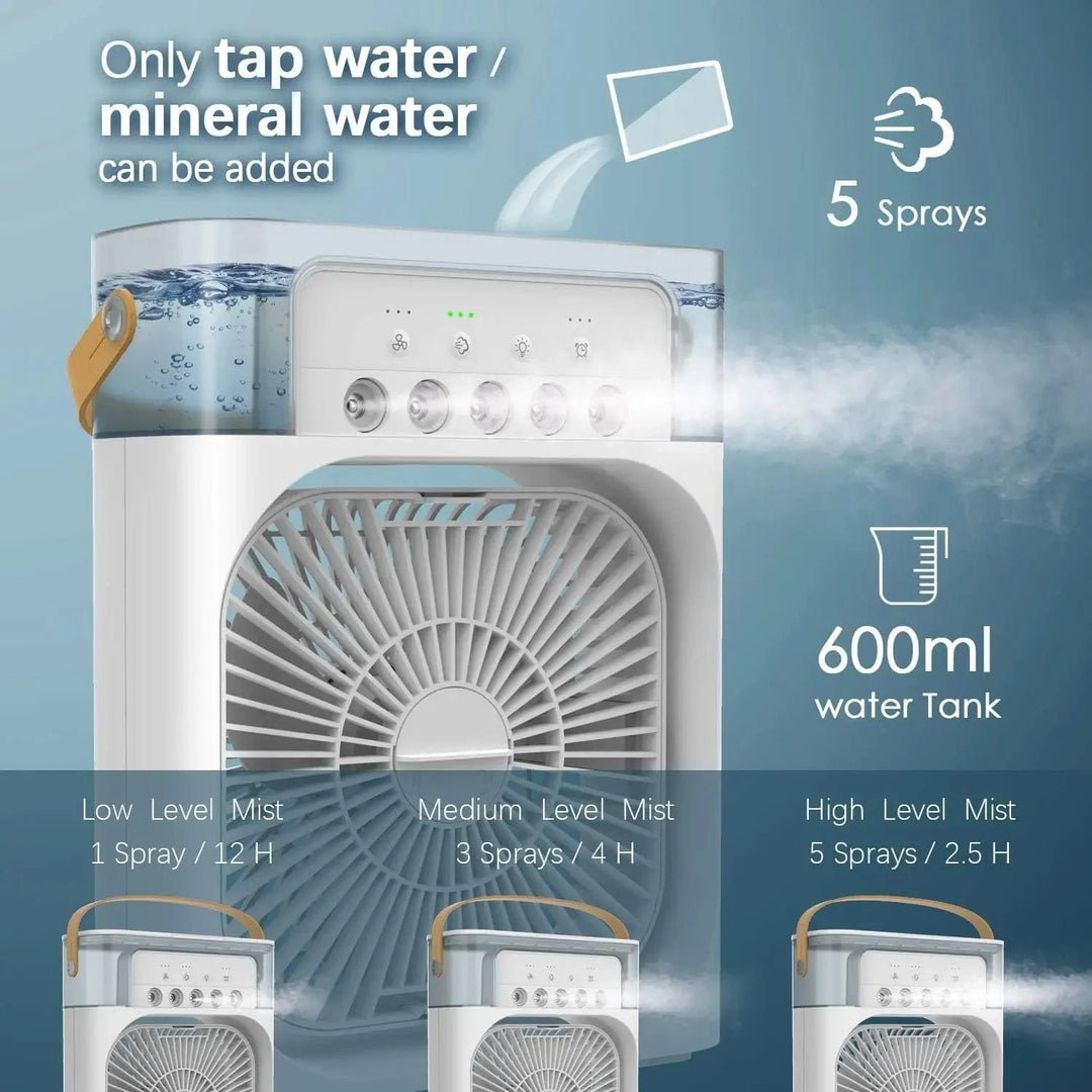 Portable Humidifier Fan Air Conditioner Household Small Air Cooler Hydrocooling Portable Air Adjustment For Office 3 Speed Fan | Bowlift