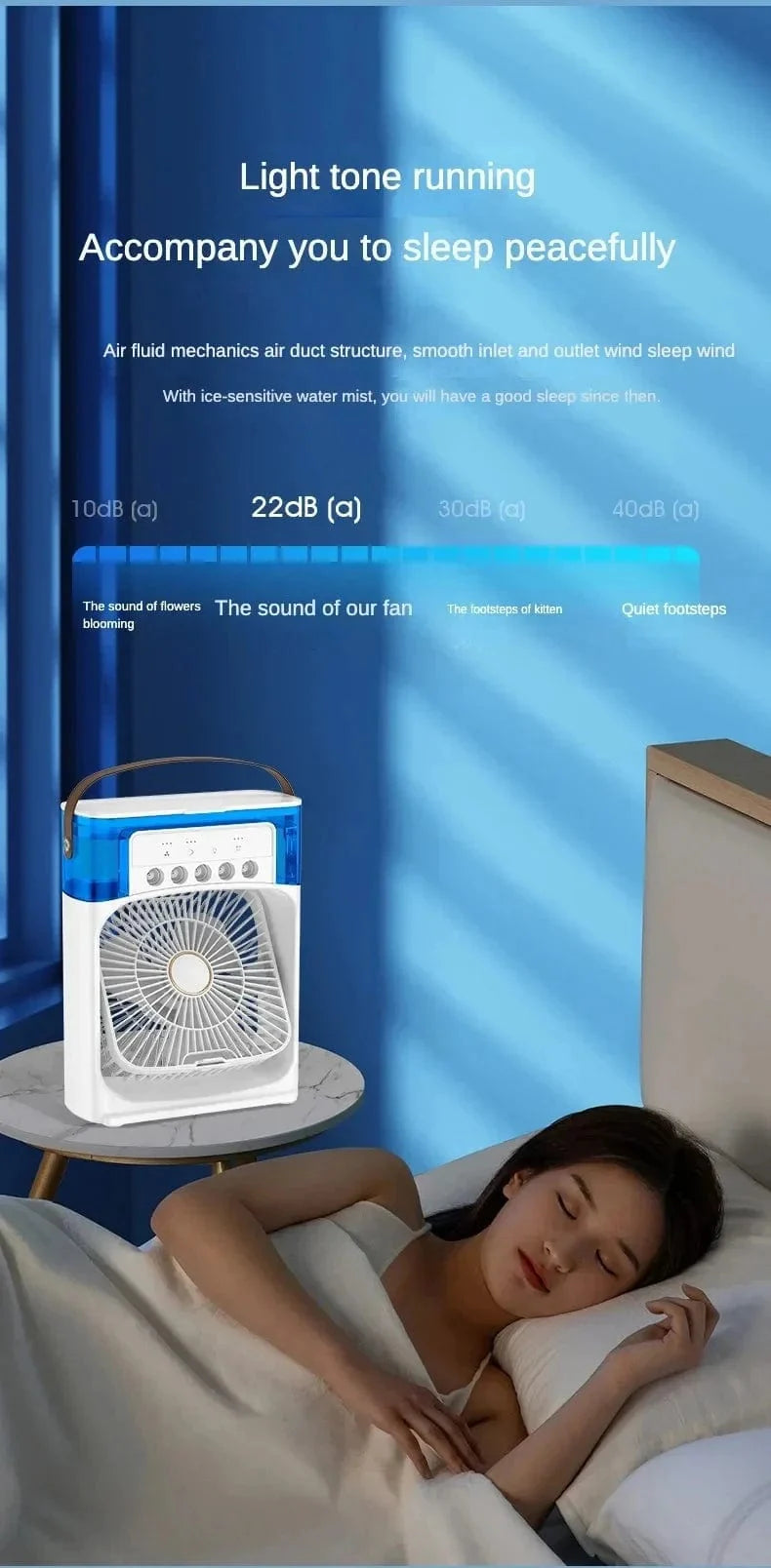 Portable Humidifier Fan Air Conditioner Household Small Air Cooler Hydrocooling Portable Air Adjustment For Office 3 Speed Fan | Bowlift
