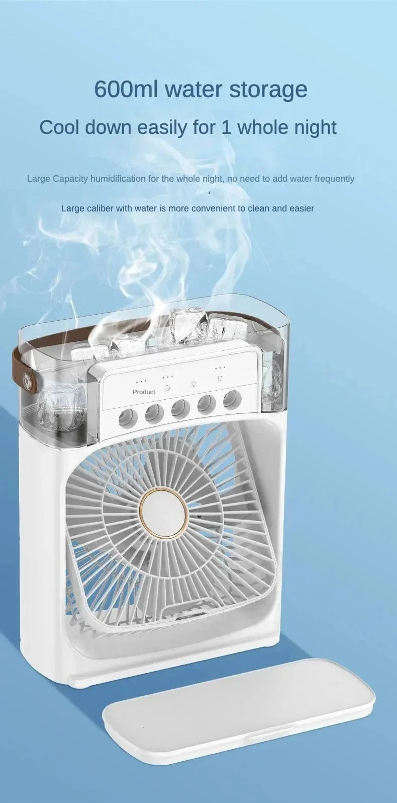 Portable Humidifier Fan Air Conditioner Household Small Air Cooler Hydrocooling Portable Air Adjustment For Office 3 Speed Fan | Bowlift