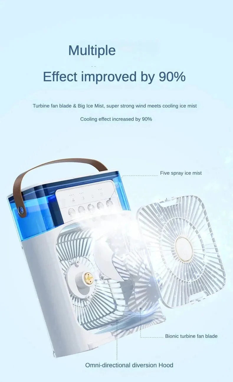 Portable Humidifier Fan Air Conditioner Household Small Air Cooler Hydrocooling Portable Air Adjustment For Office 3 Speed Fan | Bowlift