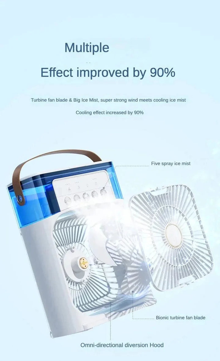 Portable Humidifier Fan Air Conditioner Household Small Air Cooler Hydrocooling Portable Air Adjustment For Office 3 Speed Fan | Bowlift
