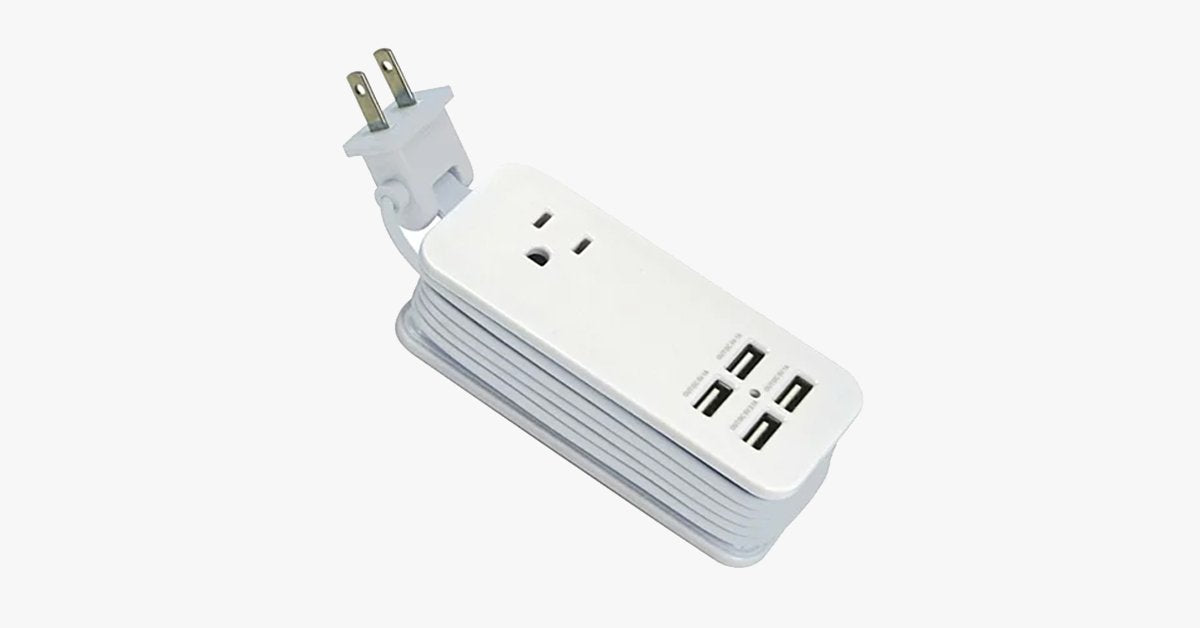 BowLift | Portable charging station with 4 USB ports - Universal socket & 1.5 m long cable - Best for travel