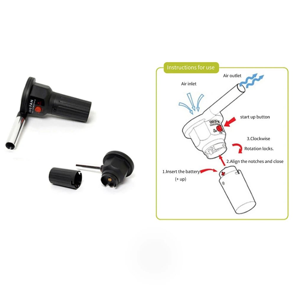 BowLift | Portable BBQ Fire Bellows – Aluminum Hand Blower for Grilling, Camping & Picnics