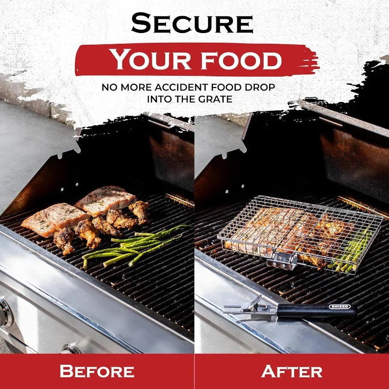 Portable Folding BBQ Grill Basket With Handle Cook Accessories Outdoor | Bowlift
