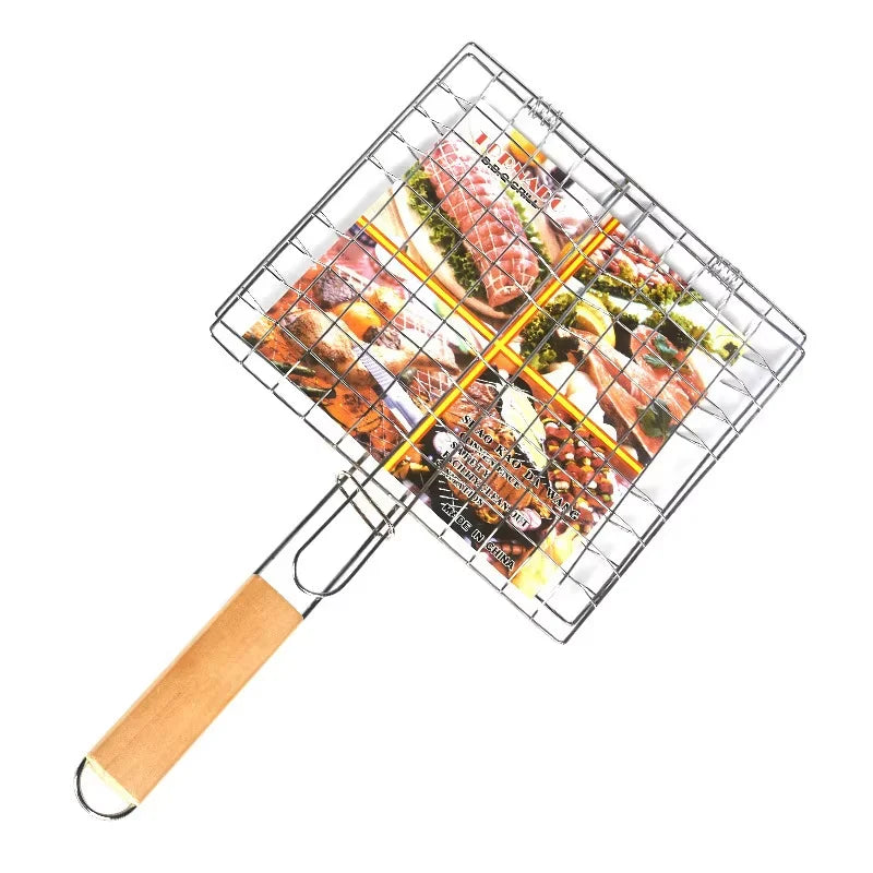 Portable Folding BBQ Grill Basket With Handle Cook Accessories Outdoor | Bowlift