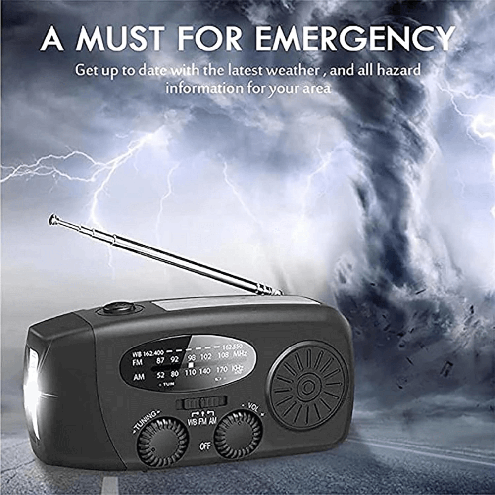 BowLift | Portable Wind-Up Radio | AM/FM, Weather Broadcasts & Built-In Power Bank for Emergency Preparedness