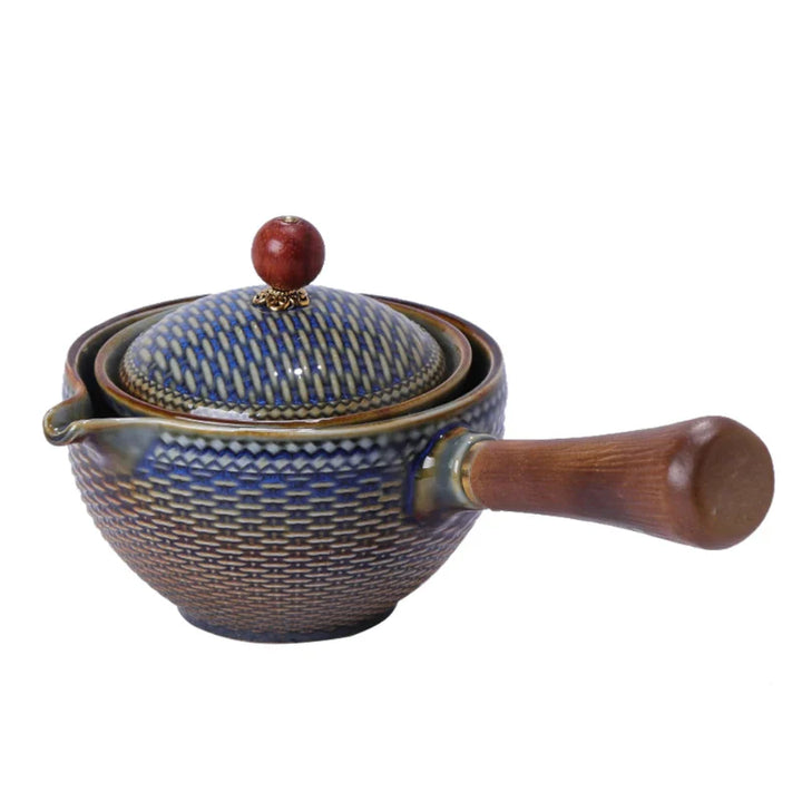 Portable Rotating Ceramic Teapot Tea Maker Infuser with Wooden Handle | Bowlift