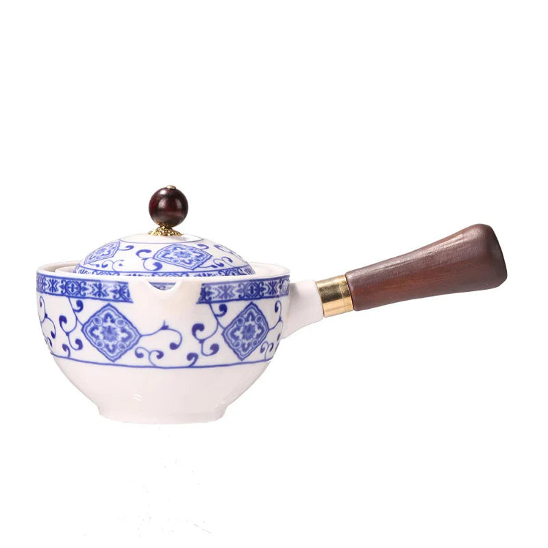Portable Rotating Ceramic Teapot Tea Maker Infuser with Wooden Handle | Bowlift