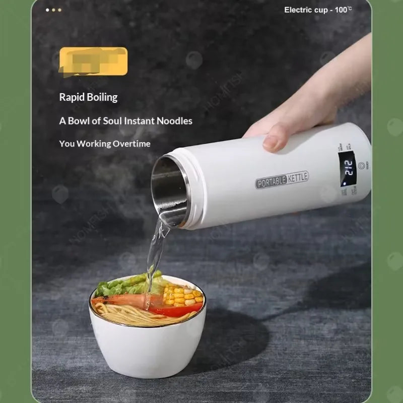 Portable Stainless Steel Electric Kettle Travel Boiler with Thermal Cup | Bowlift