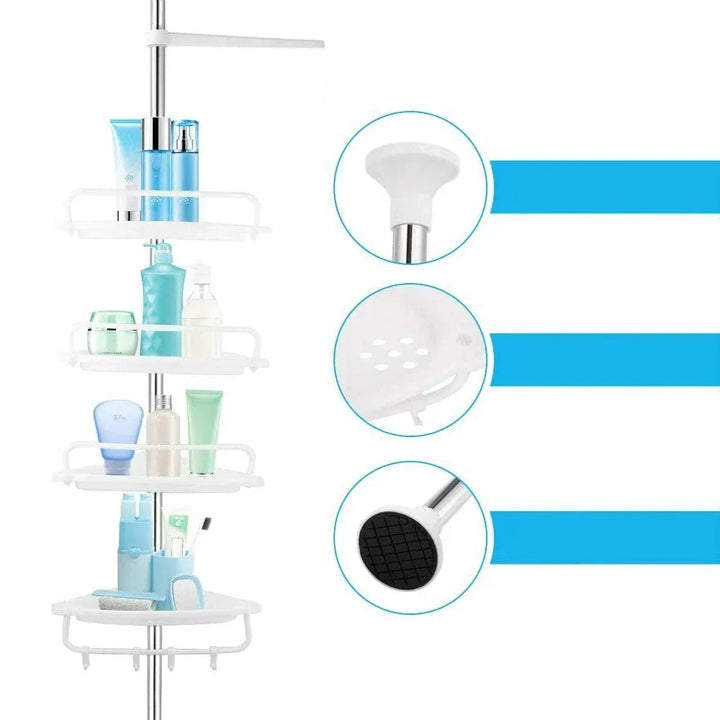 Telesto Telescopic Shower Rack – Adjustable Corner Shelf with 4 Levels | Bowlift