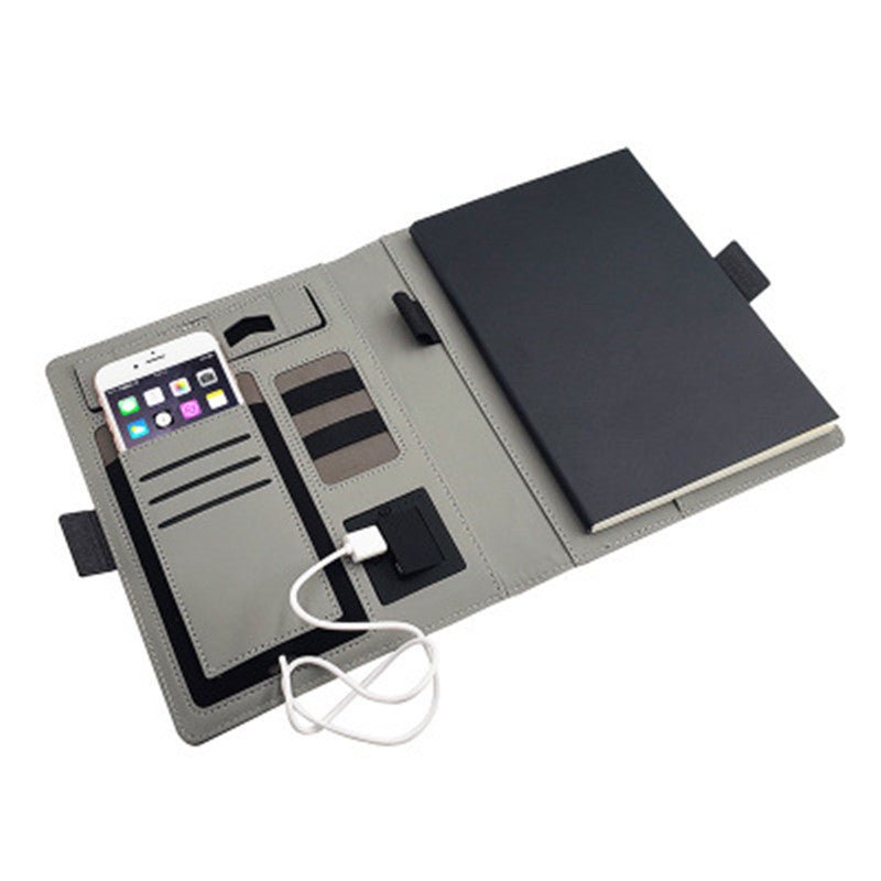 BowLift | POWERFOLIO – A5 Leather Notebook with Built-in Wireless Charger