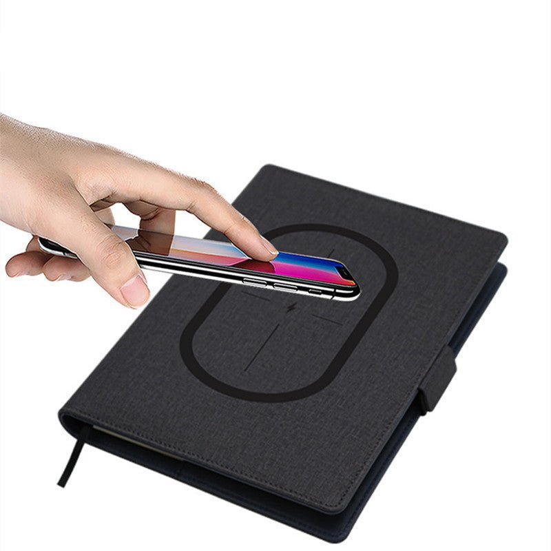 BowLift | POWERFOLIO – A5 Leather Notebook with Built-in Wireless Charger