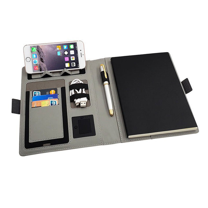 BowLift | POWERFOLIO – A5 Leather Notebook with Built-in Wireless Charger