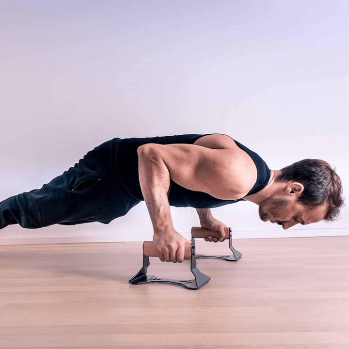 BowLift | PowerGrip Wooden Push Parallettes – Ergonomic Handstand Bars with Anti-Slip Base for Strength Training