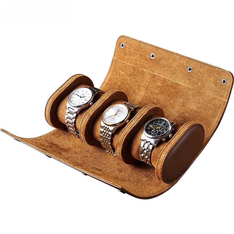 BowLift | Vintage Leather 3-Slot Men's Watch Box for Travel