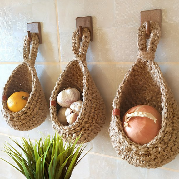 BowLift | Hanging Jute Wall Baskets for Fruit & Vegetables