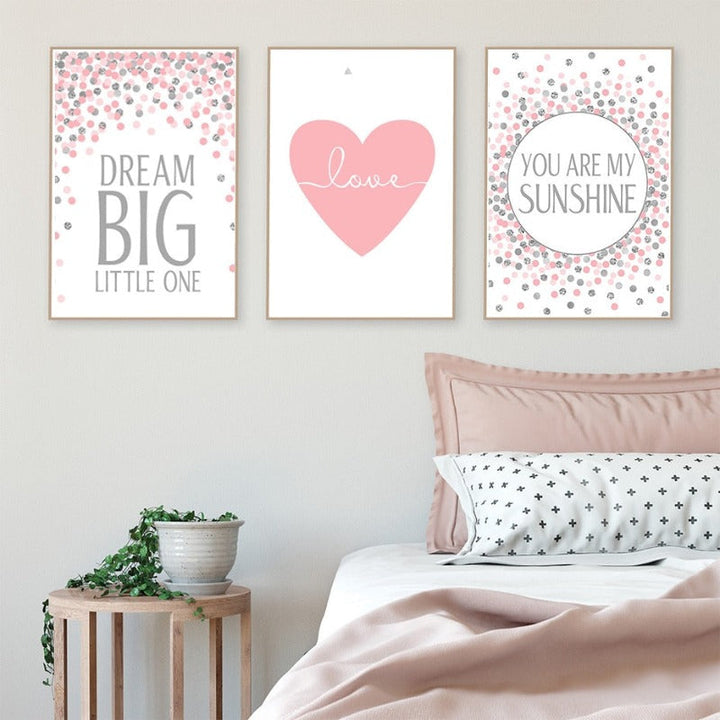 Pink Dream Big Little One - Canvas Wall Art Painting | Bowlift