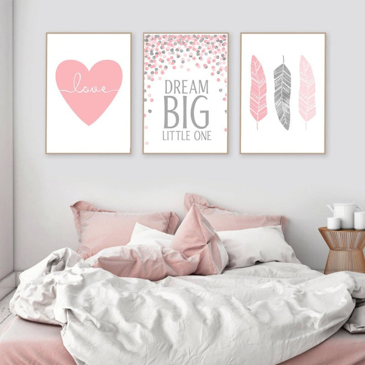 Pink Dream Big Little One - Canvas Wall Art Painting | Bowlift