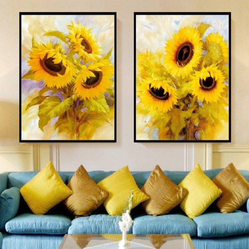 Modern Sunflower Wall Art Flowers - Canvas Wall Art Painting | Bowlift