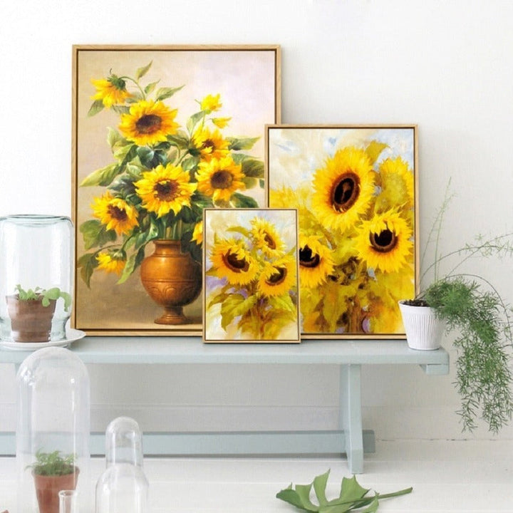 Modern Sunflower Wall Art Flowers - Canvas Wall Art Painting | Bowlift