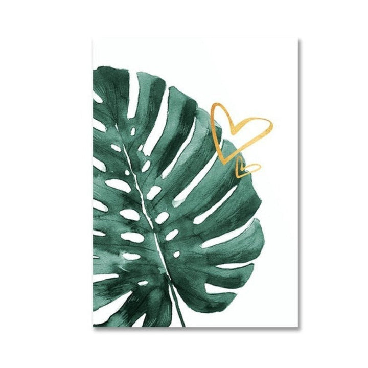 Gold Pineapple Tropical Turtle Leaf Modern - Canvas Wall Art Painting | Bowlift