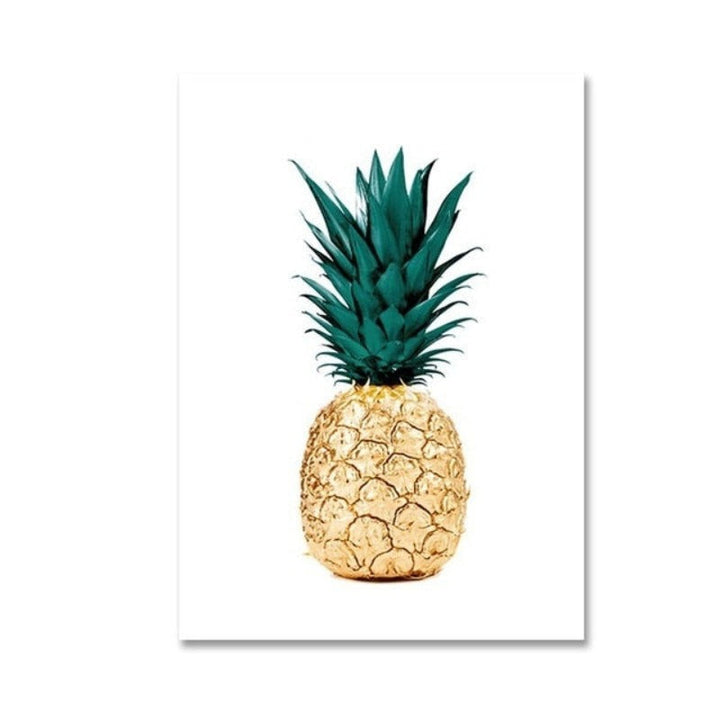 Gold Pineapple Tropical Turtle Leaf Modern - Canvas Wall Art Painting | Bowlift