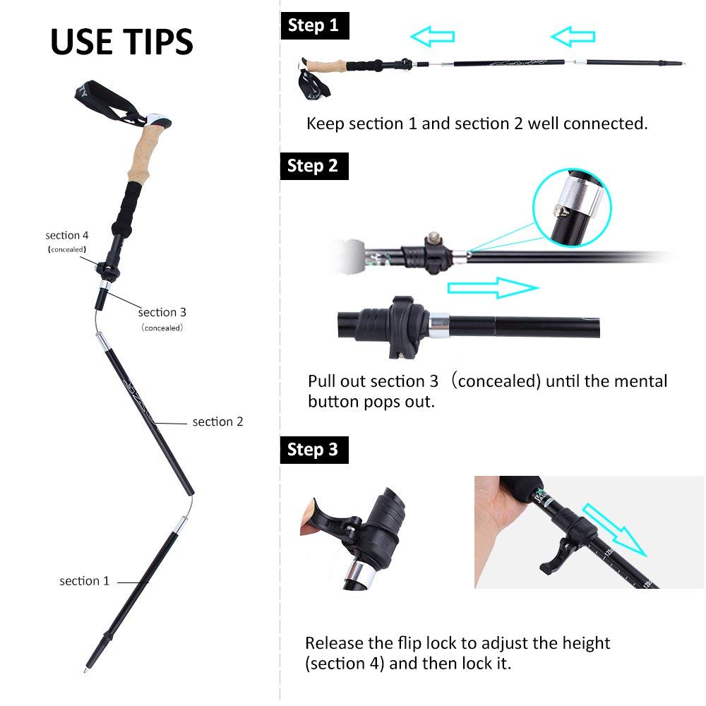 Collapsible Ultralight Telescopic Hiking Stick | Bowlift
