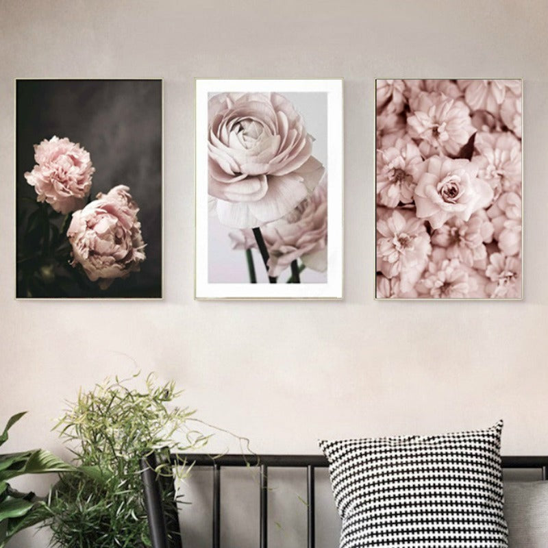 Modern Romantic Light Pink Peonies Flowers - Canvas Wall Art Painting | Bowlift