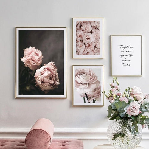 Modern Romantic Light Pink Peonies Flowers - Canvas Wall Art Painting | Bowlift