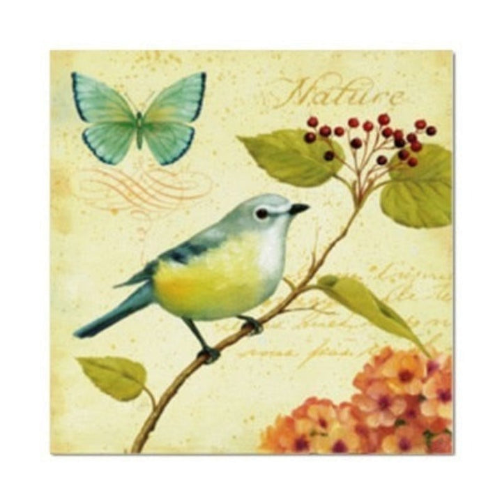 Vintage Europe Birds Butterfly Flowers - Canvas Wall Art Painting | Bowlift