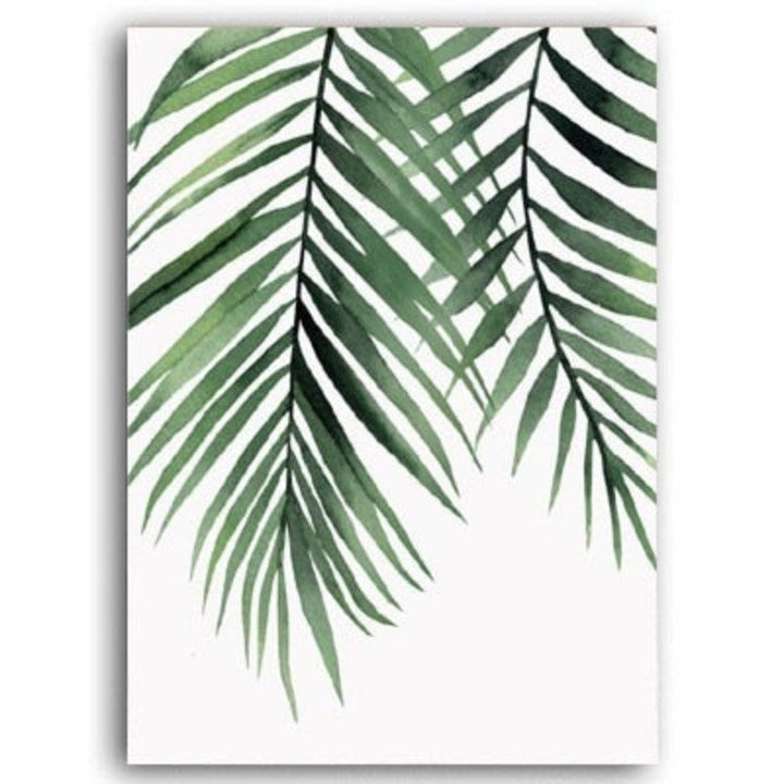 Watercolor Green Tropical Plants - Canvas Wall Art Painting | Bowlift