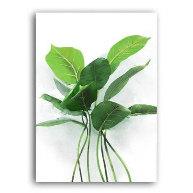 Nordic Green Refresh Minimalist Leaves - Canvas Wall Art Painting | Bowlift