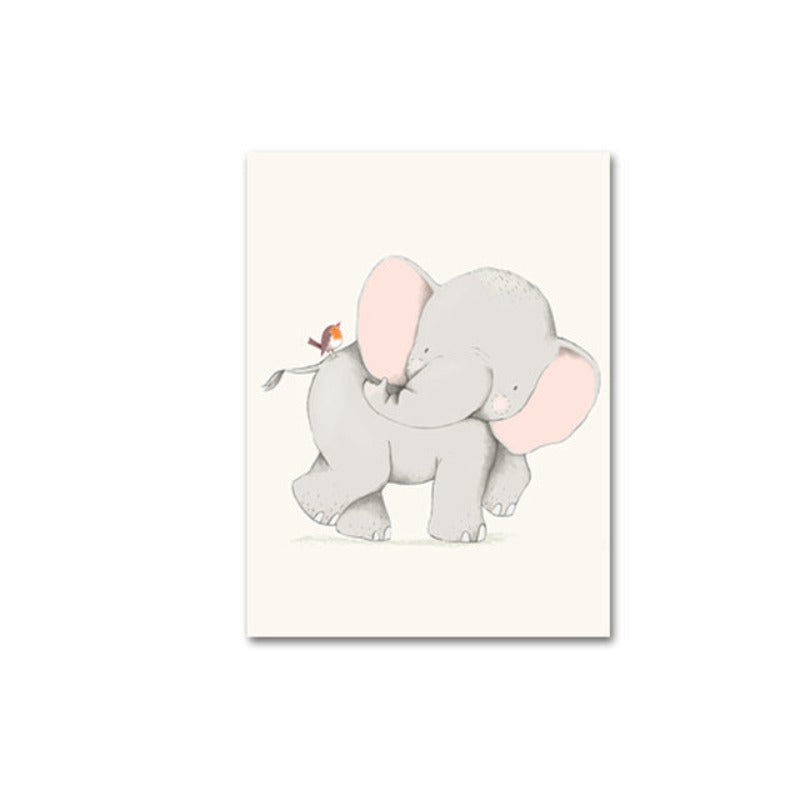 Modern Cartoon Little Animals - Canvas Wall Art Painting | Bowlift