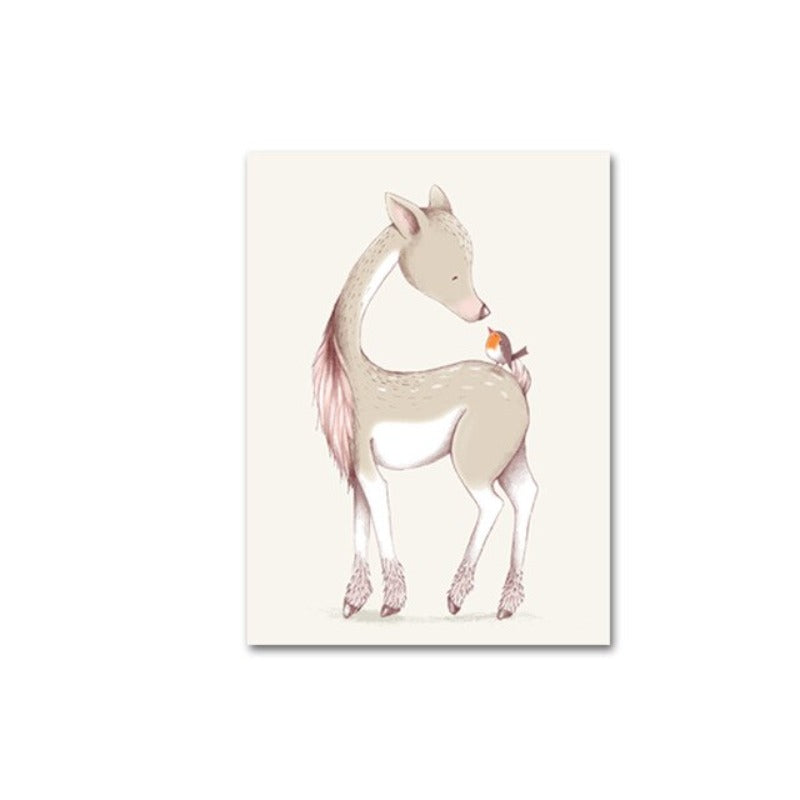 Modern Cartoon Little Animals - Canvas Wall Art Painting | Bowlift