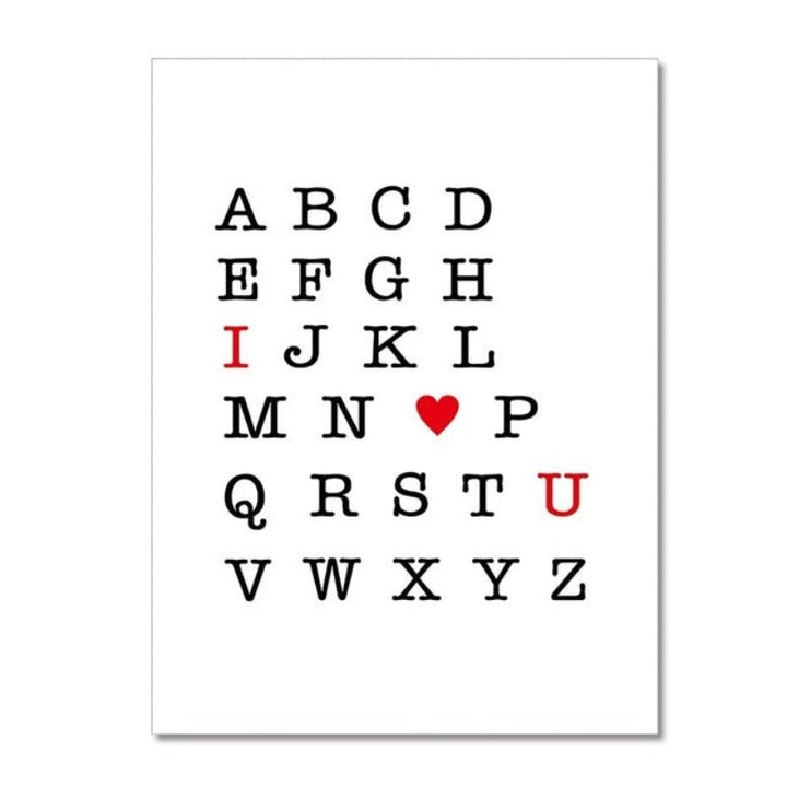 I Love You ABC Alphabet Nursery Decor Wall Art DIY - Canvas Wall Art Painting | Bowlift